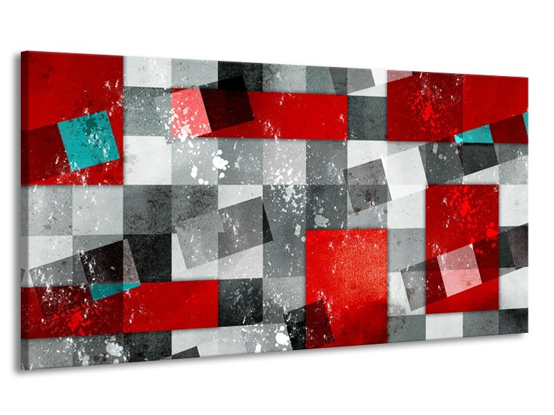 Canvas Schilderij Design | Grijs, Rood | 170x90cm 1Luik