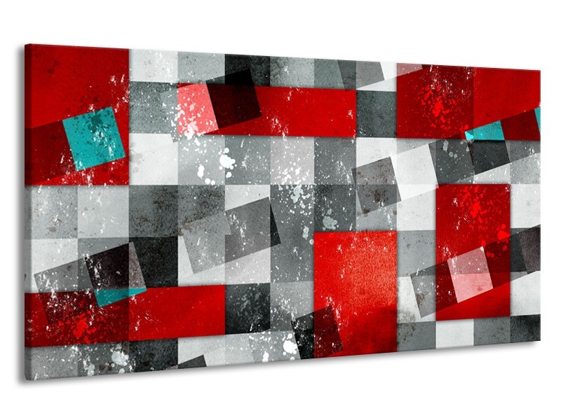 Canvas Schilderij Design | Grijs, Rood | 190x100cm 1Luik