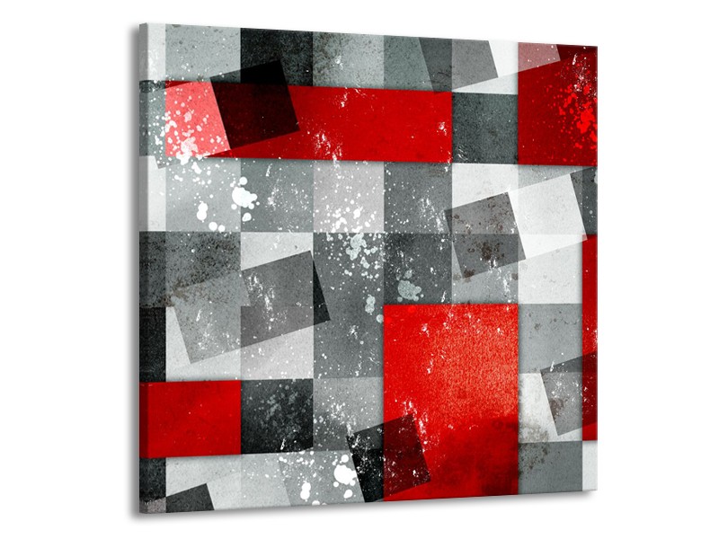 Canvas Schilderij Design | Grijs, Rood | 50x50cm 1Luik