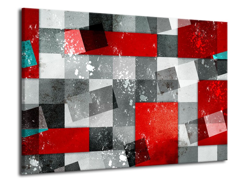 Canvas Schilderij Design | Grijs, Rood | 70x50cm 1Luik