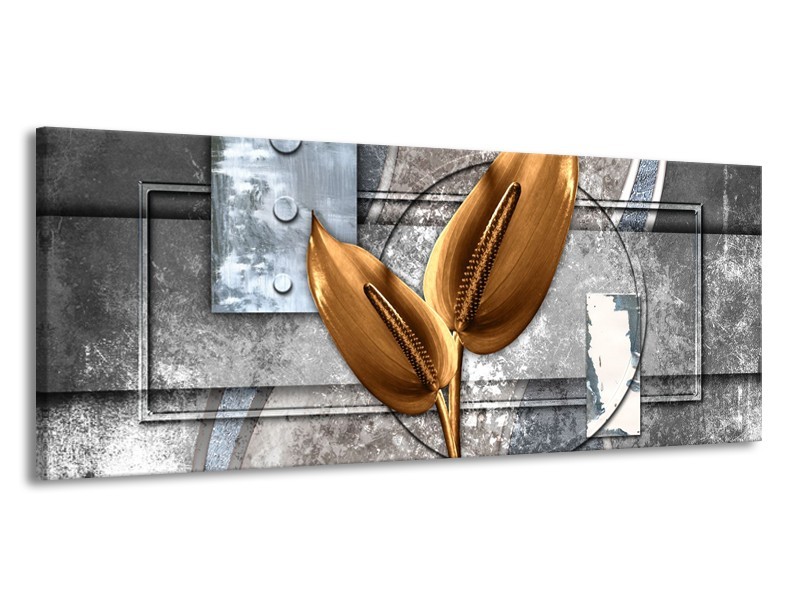 Glasschilderij Modern | Grijs, Goud | 145x58cm 1Luik