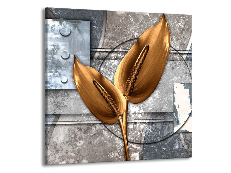 Glasschilderij Modern | Grijs, Goud | 70x70cm 1Luik