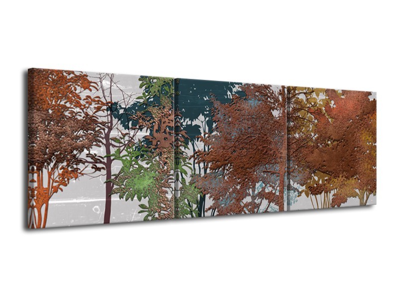 Canvas Schilderij Natuur | Grijs, Bruin | 120x40cm 3Luik