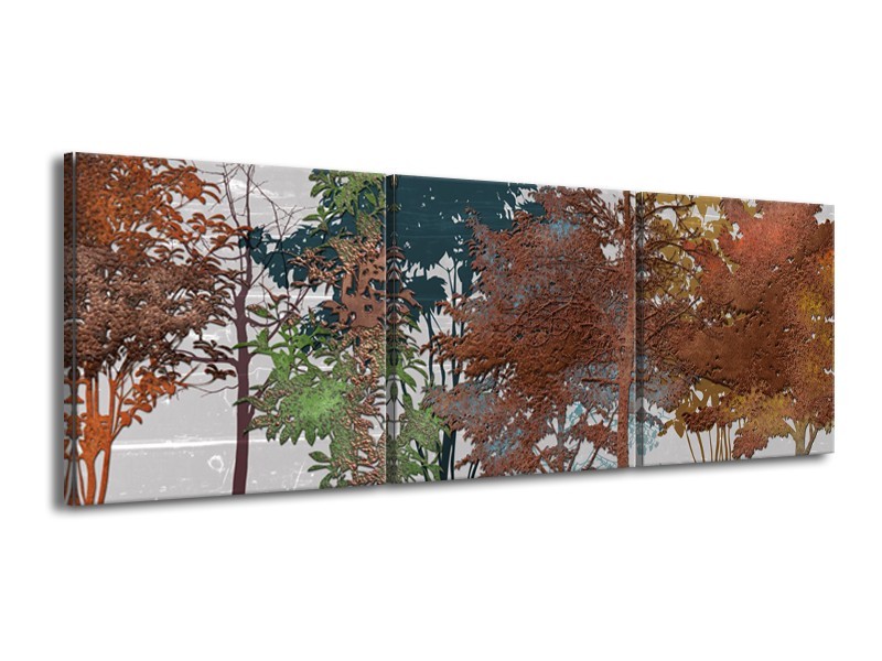 Canvas Schilderij Natuur | Grijs, Bruin | 150x50cm 3Luik