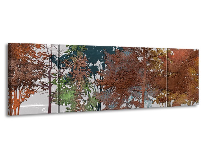 Canvas Schilderij Natuur | Grijs, Bruin | 170x50cm 3Luik