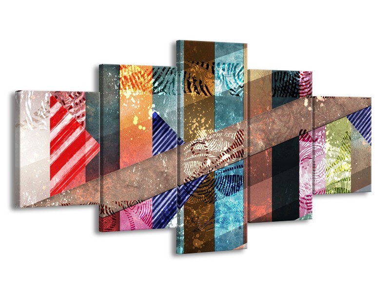 Canvas Schilderij Modern | Bruin, Oranje | 150x80cm 5Luik