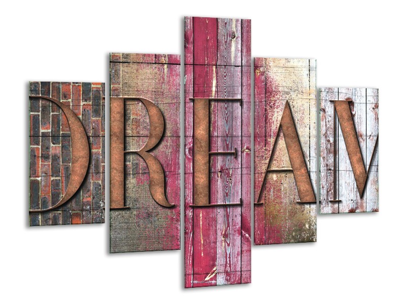 Canvas Schilderij Landelijk, Dream | Grijs, Roze | 100x70cm 5Luik