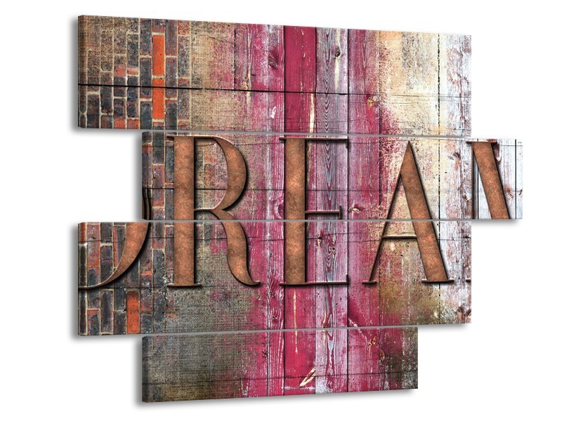 Canvas Schilderij Landelijk, Dream | Grijs, Roze | 115x85cm 4Luik
