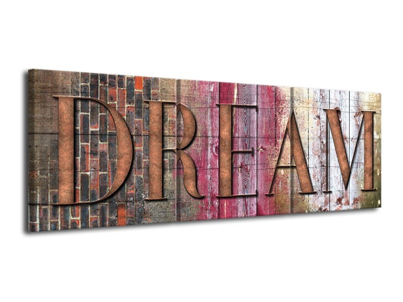 Canvas Schilderij Landelijk, Dream | Grijs, Roze | 120x40cm 3Luik