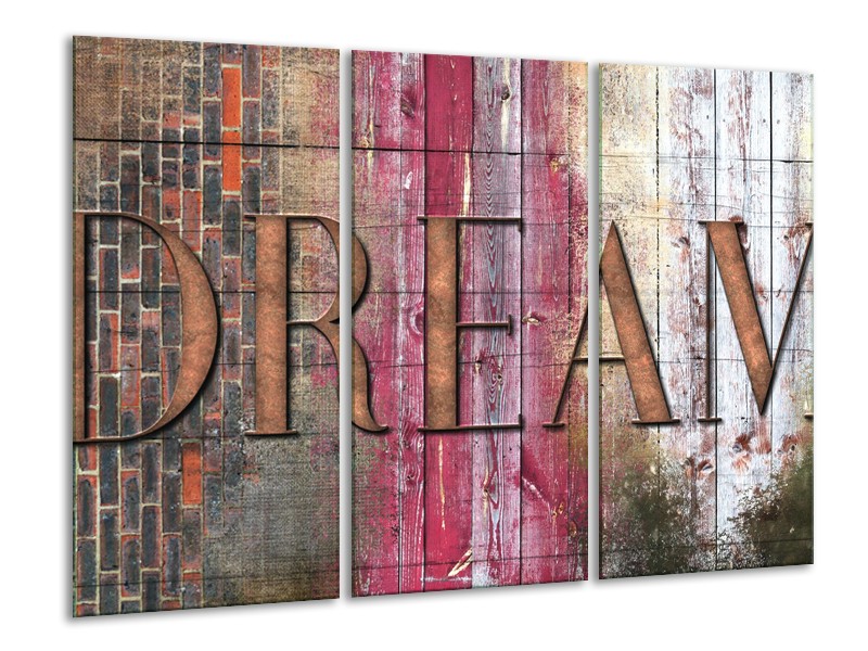 Glasschilderij Landelijk, Dream | Grijs, Roze | 120x80cm 3Luik