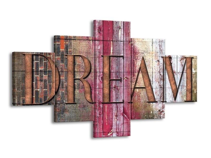Canvas Schilderij Landelijk, Dream | Grijs, Roze | 125x70cm 5Luik