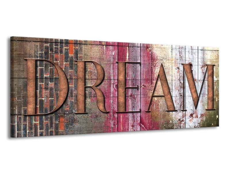 Glasschilderij Landelijk, Dream | Grijs, Roze | 145x58cm 1Luik