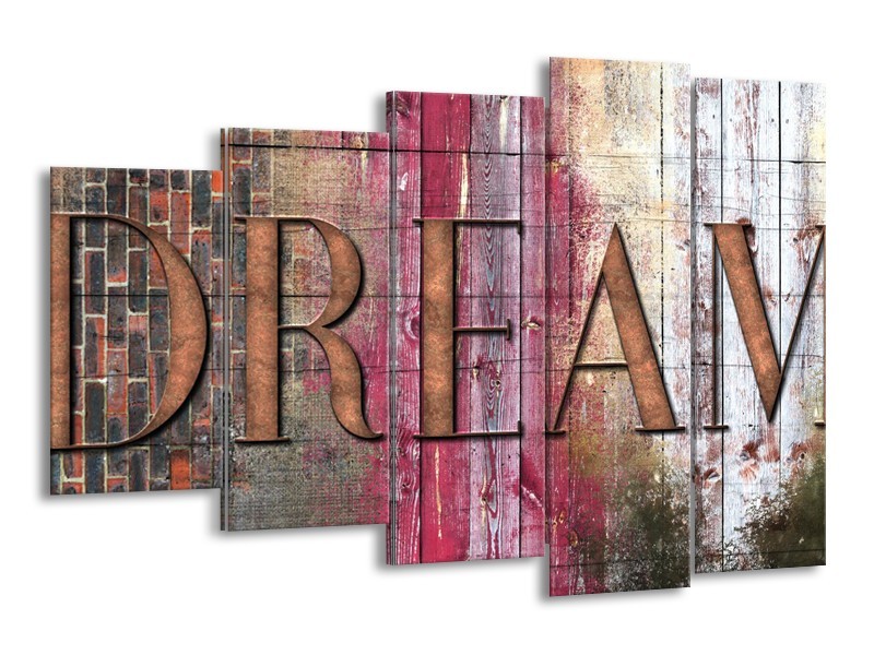 Canvas Schilderij Landelijk, Dream | Grijs, Roze | 150x100cm 5Luik