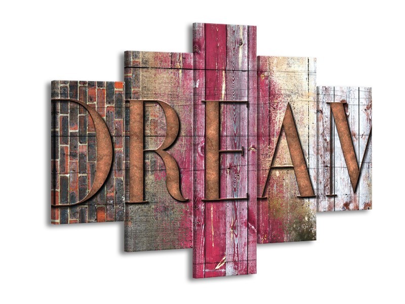 Canvas Schilderij Landelijk, Dream | Grijs, Roze | 150x105cm 5Luik