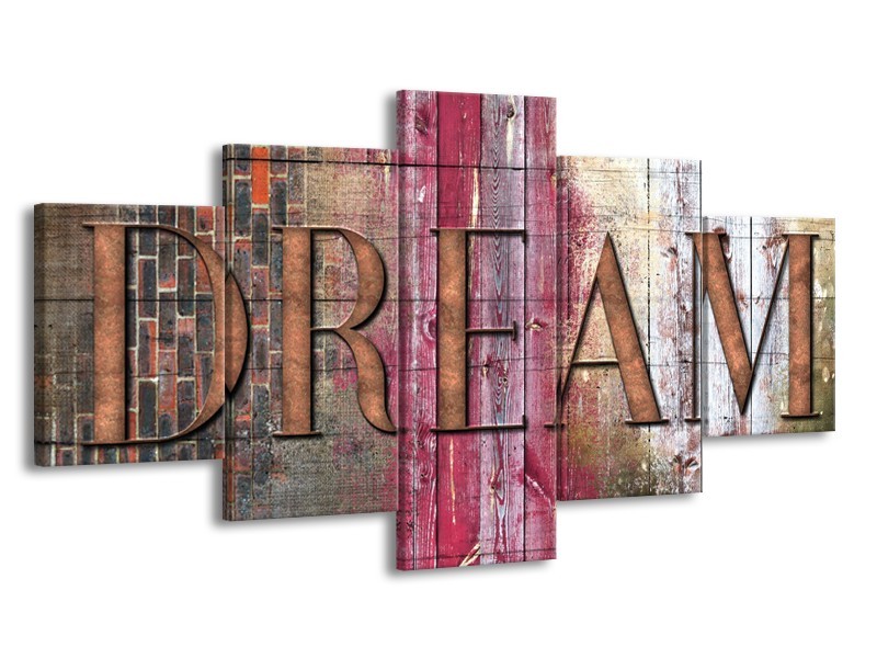 Canvas Schilderij Landelijk, Dream | Grijs, Roze | 150x80cm 5Luik