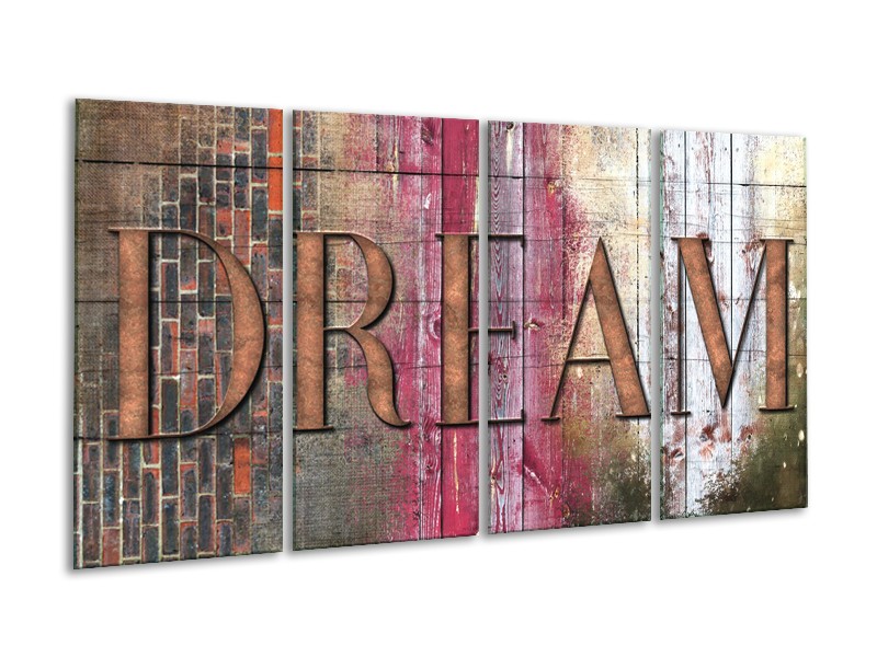 Glasschilderij Landelijk, Dream | Grijs, Roze | 160x80cm 4Luik