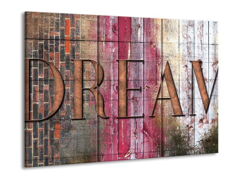 Canvas Schilderij Landelijk, Dream | Grijs, Roze | 60x90cm 3Luik