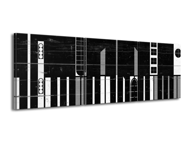 Glasschilderij Design | Zwart, Wit | 150x50cm 3Luik