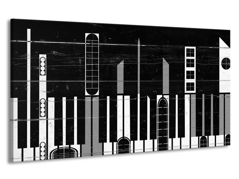 Canvas Schilderij Design | Zwart, Wit | 190x100cm 1Luik