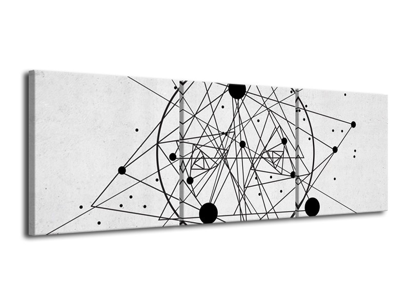 Canvas Schilderij Design | Zwart, Wit | 120x40cm 3Luik