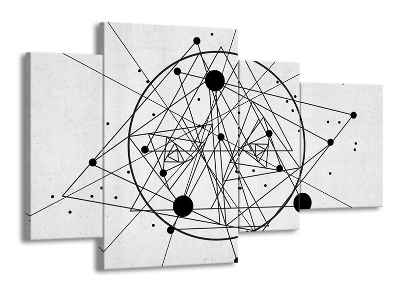 Canvas Schilderij Design | Zwart, Wit | 120x75cm 4Luik