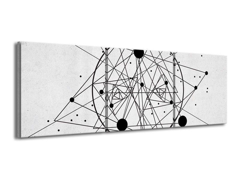 Canvas Schilderij Design | Zwart, Wit | 150x50cm 3Luik