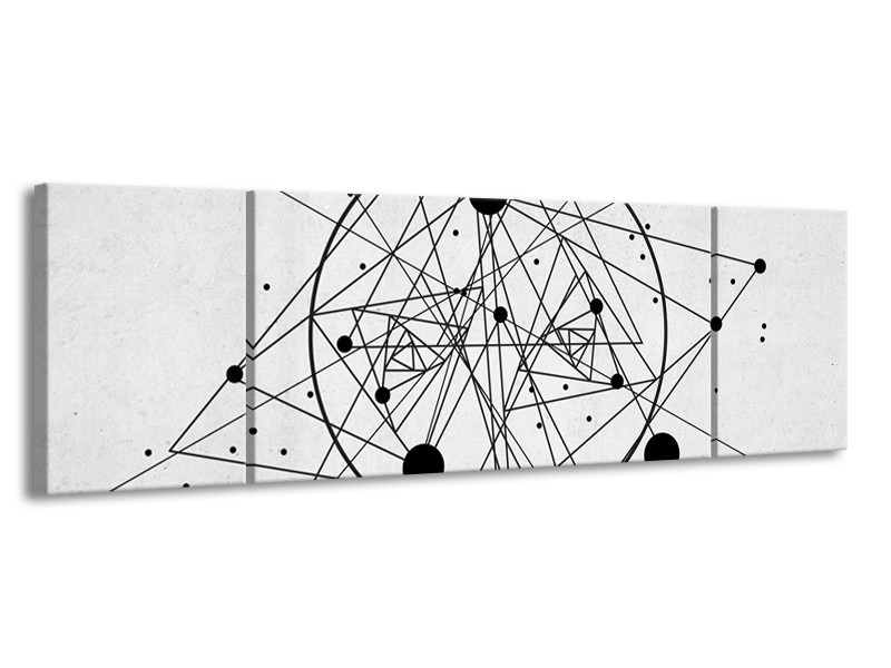 Canvas Schilderij Design | Zwart, Wit | 170x50cm 3Luik