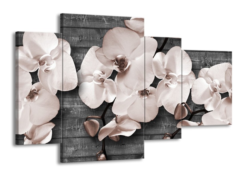 Glasschilderij Orchidee, Bloemen | Grijs | 120x75cm 4Luik