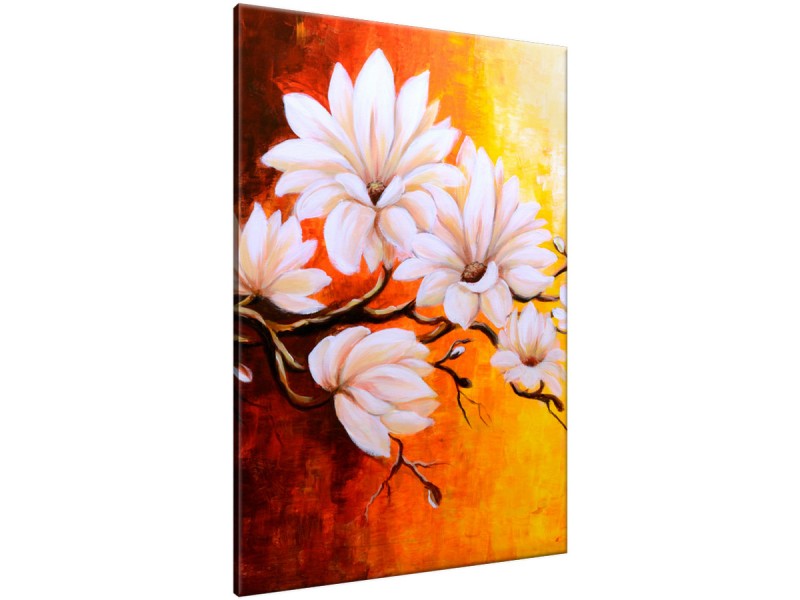 Schilderij handgeschilderd Bloemen | Bruin , Oranje | 70x120cm 1Luik