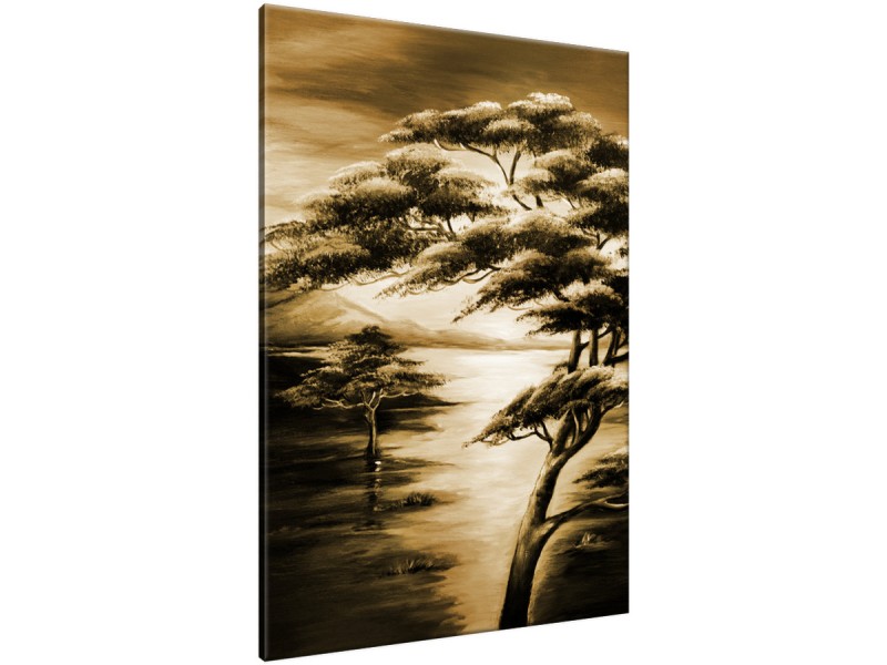 Schilderij handgeschilderd Boom | Bruin , Zwart | 70x120cm 1Luik