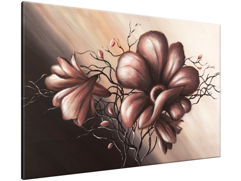 Schilderij handgeschilderd Bloem | Bruin | 120x70cm 1Luik
