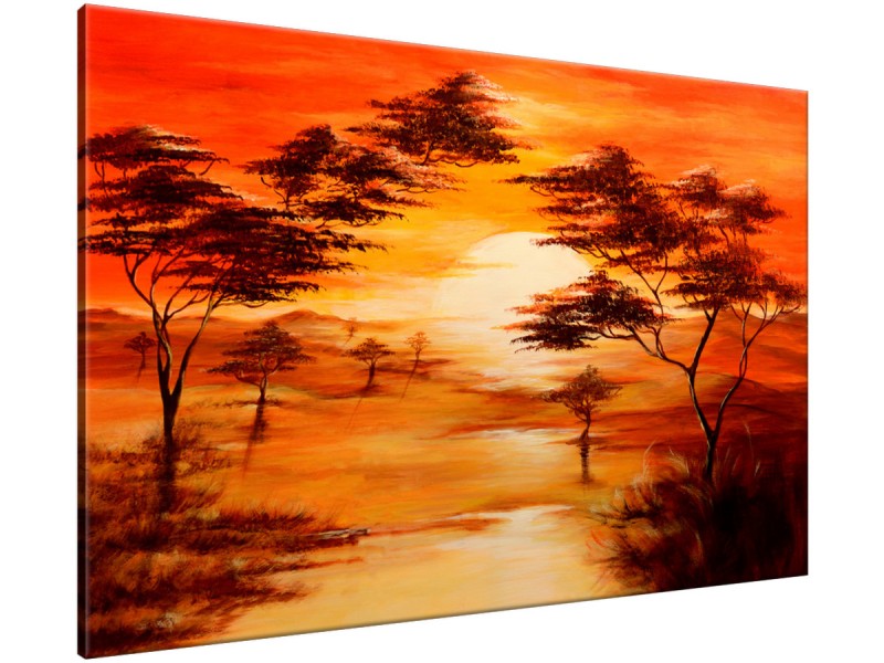 Schilderij handgeschilderd Natuur | Oranje , Bruin , Rood | 120x70cm 1Luik