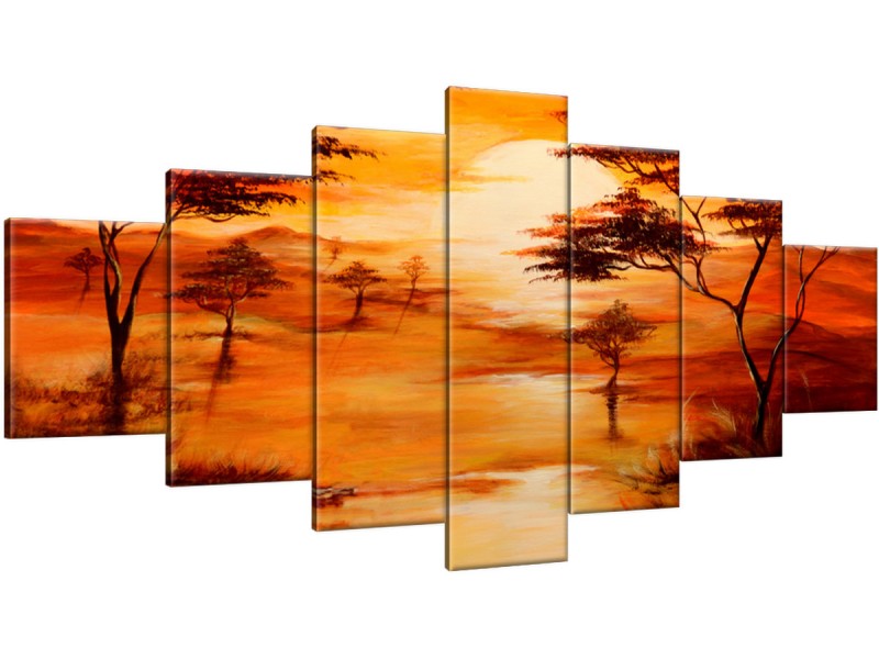 Schilderij handgeschilderd Natuur | Oranje , Bruin , Rood | 210x100cm 7Luik