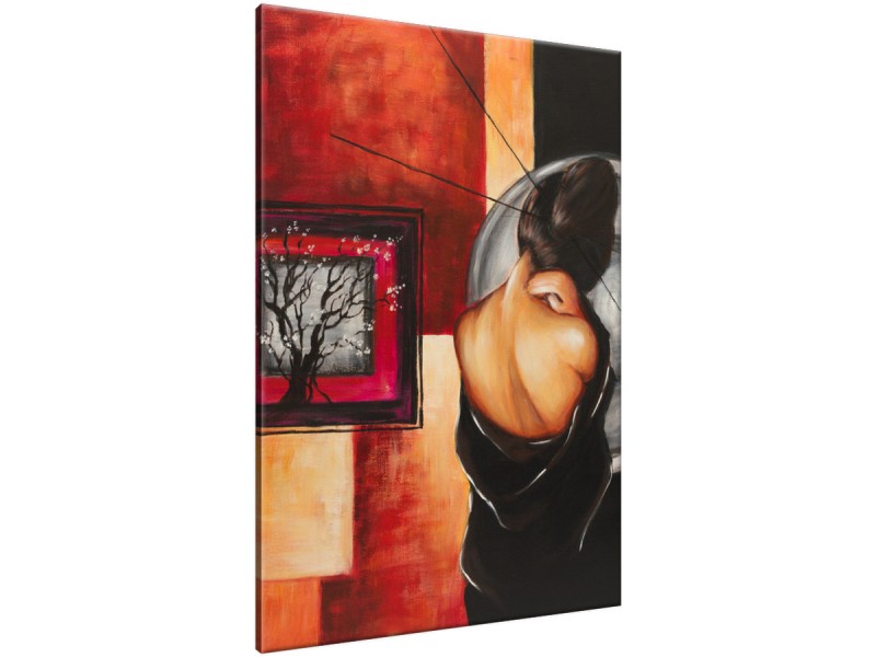 Schilderij handgeschilderd Vrouw | Bruin , Rood , Grijs | 70x120cm 1Luik