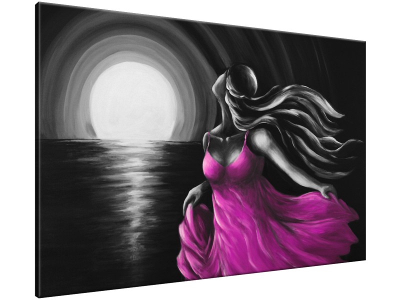 Schilderij handgeschilderd Vrouw | Paars , Roze, Grijs | 120x70cm 1Luik