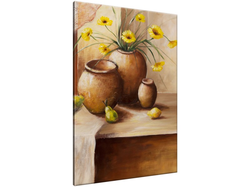 Schilderij handgeschilderd Stilleven | Bruin , Geel | 70x120cm 1Luik