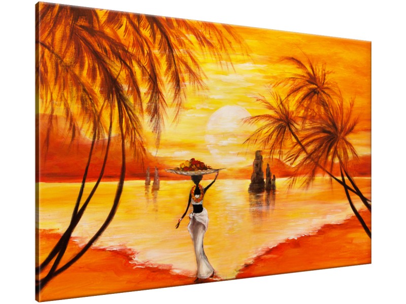 Schilderij handgeschilderd Natuur | Oranje , Geel , Rood | 120x70cm 1Luik