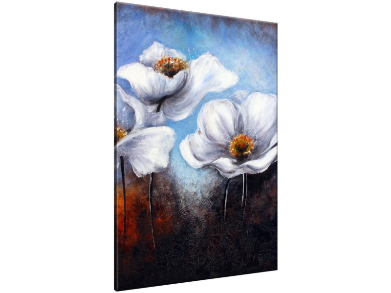 Schilderij handgeschilderd Klaproos | Grijs , Blauw , Paars | 70x120cm 1Luik