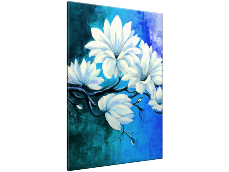 Schilderij handgeschilderd Bloemen | Turquoise , Blauw | 70x120cm 1Luik