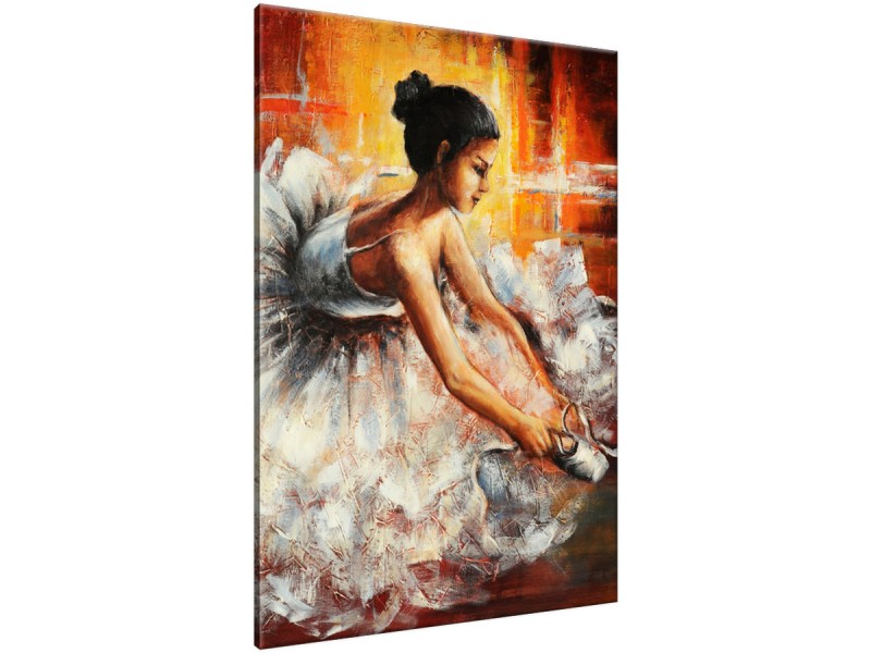 Schilderij handgeschilderd Ballet | Bruin , Rood , Grijs | 70x120cm 1Luik