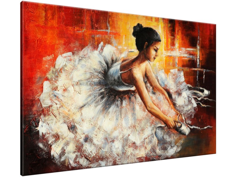 Schilderij handgeschilderd Ballet | Bruin , Rood , Grijs | 120x70cm 1Luik