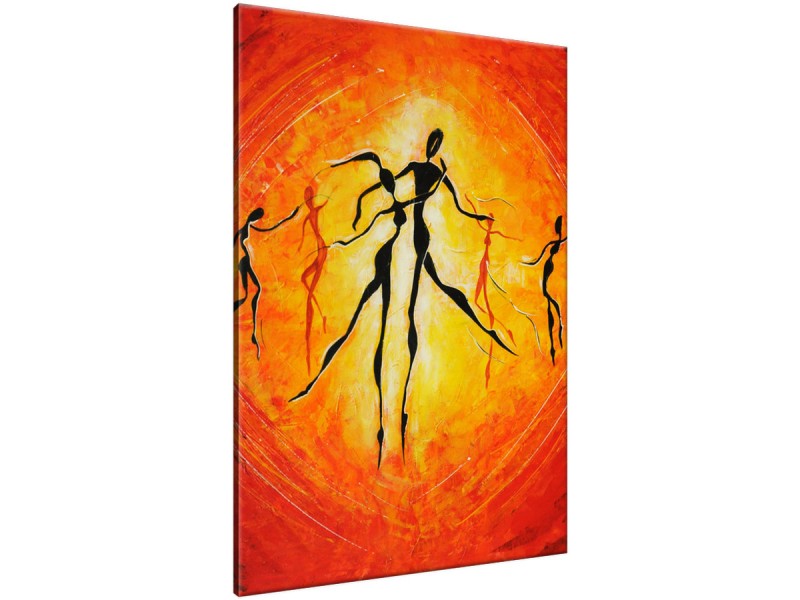 Schilderij handgeschilderd Modern | Geel , Oranje , Rood | 70x120cm 1Luik