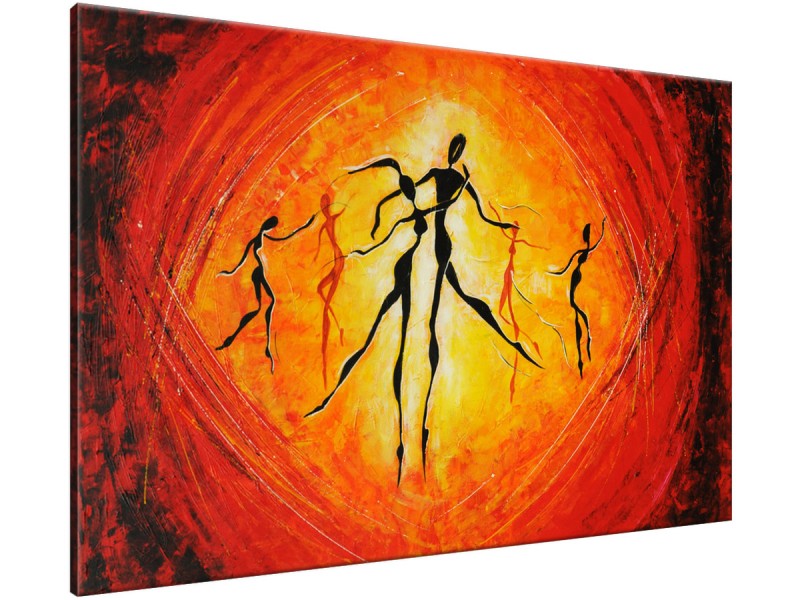 Schilderij handgeschilderd Modern | Geel , Oranje , Rood | 120x70cm 1Luik