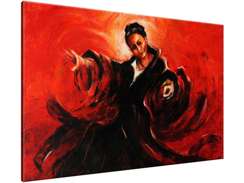 Schilderij handgeschilderd Vrouw | Rood , Zwart | 120x70cm 1Luik