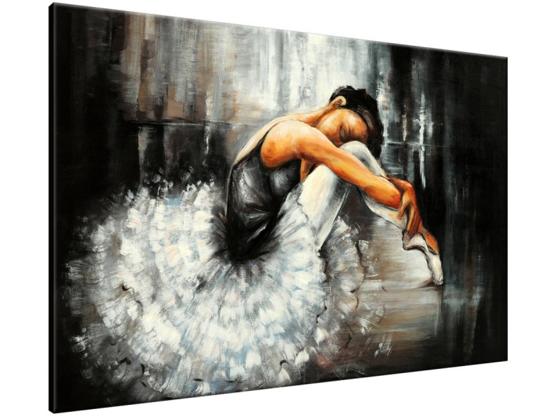 Schilderij handgeschilderd Ballet | Grijs , Zwart , Wit | 120x70cm 1Luik