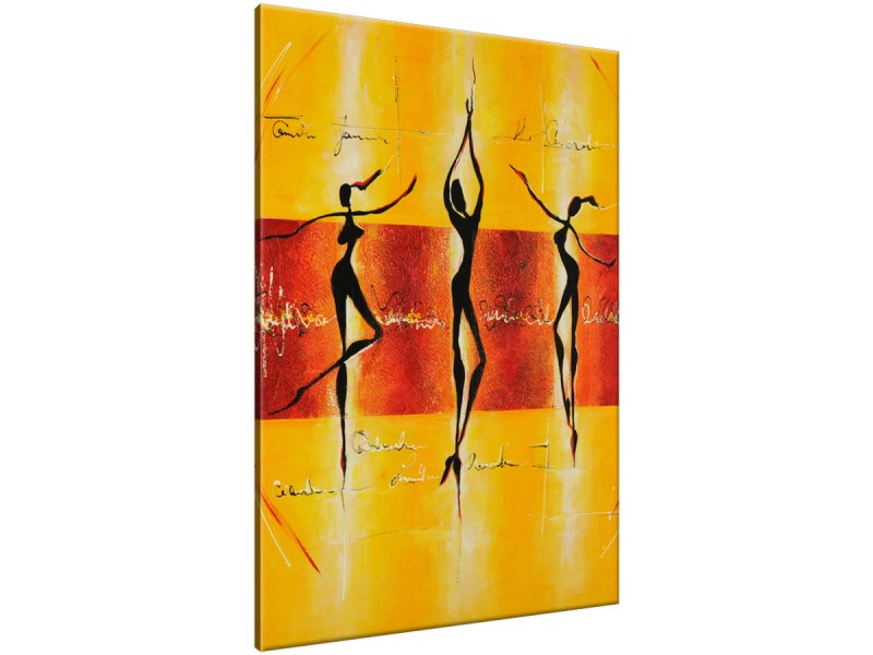 Schilderij handgeschilderd Modern | Bruin , Geel , Rood | 70x120cm 1Luik