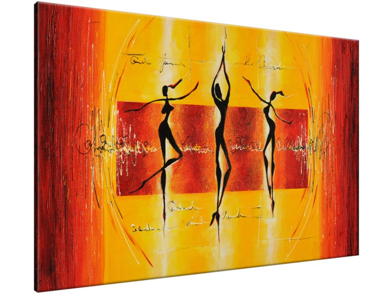 Schilderij handgeschilderd Modern | Bruin , Geel , Rood | 120x70cm 1Luik