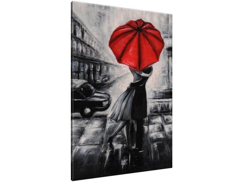 Schilderij handgeschilderd Liefde | Rood , Zwart , Grijs | 70x120cm 1Luik