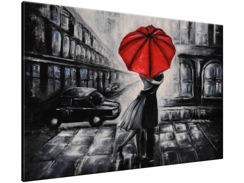 Schilderij handgeschilderd Liefde | Rood , Zwart , Grijs | 120x70cm 1Luik
