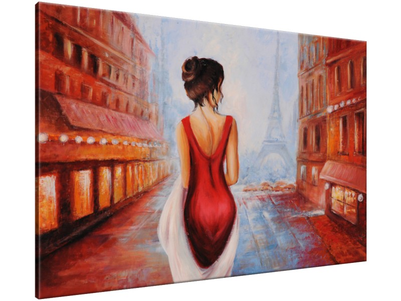 Schilderij handgeschilderd Vrouw | Rood , Oranje , Blauw | 120x70cm 1Luik